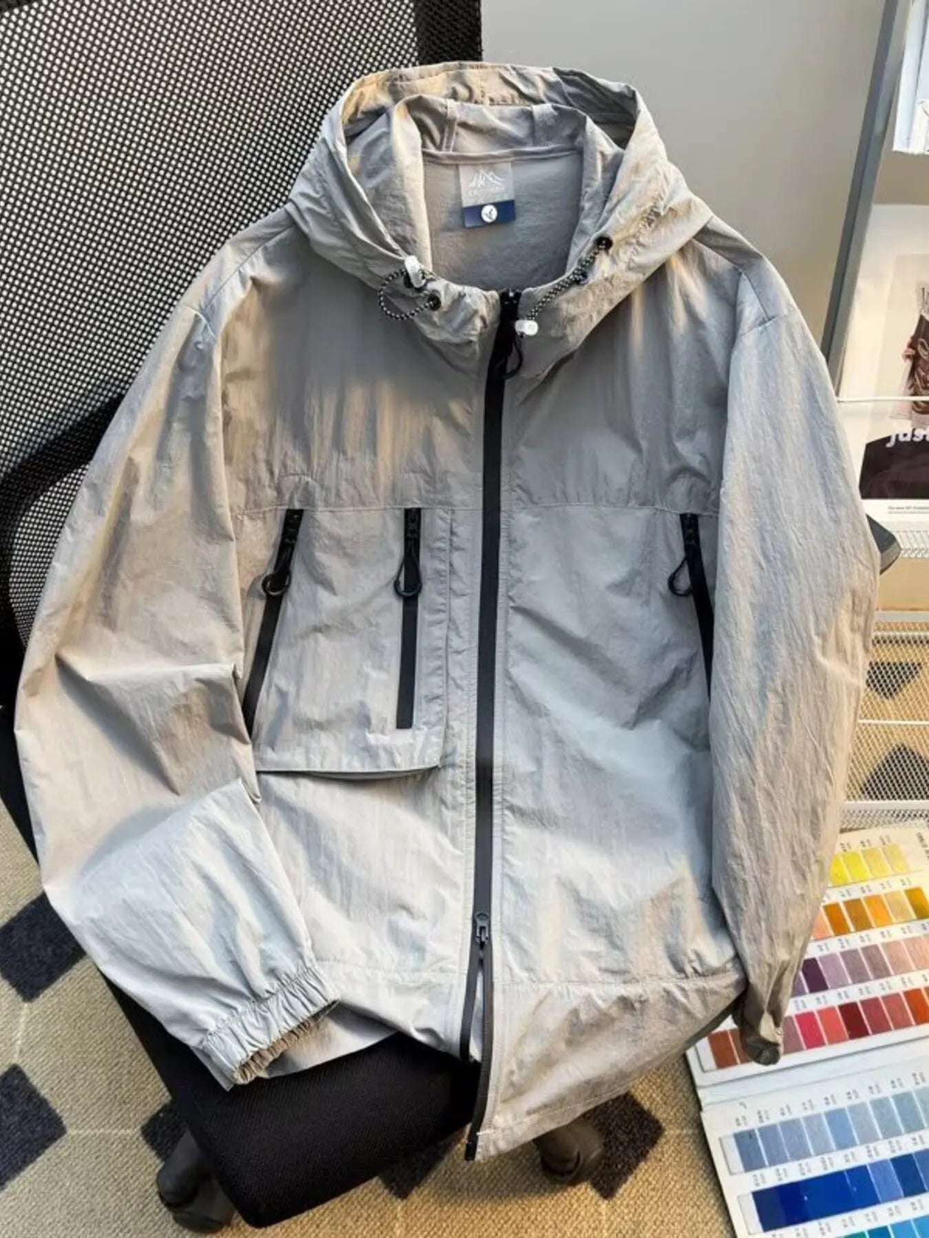 Men's Plus Size Lightweight Hooded Windbreaker Jacket