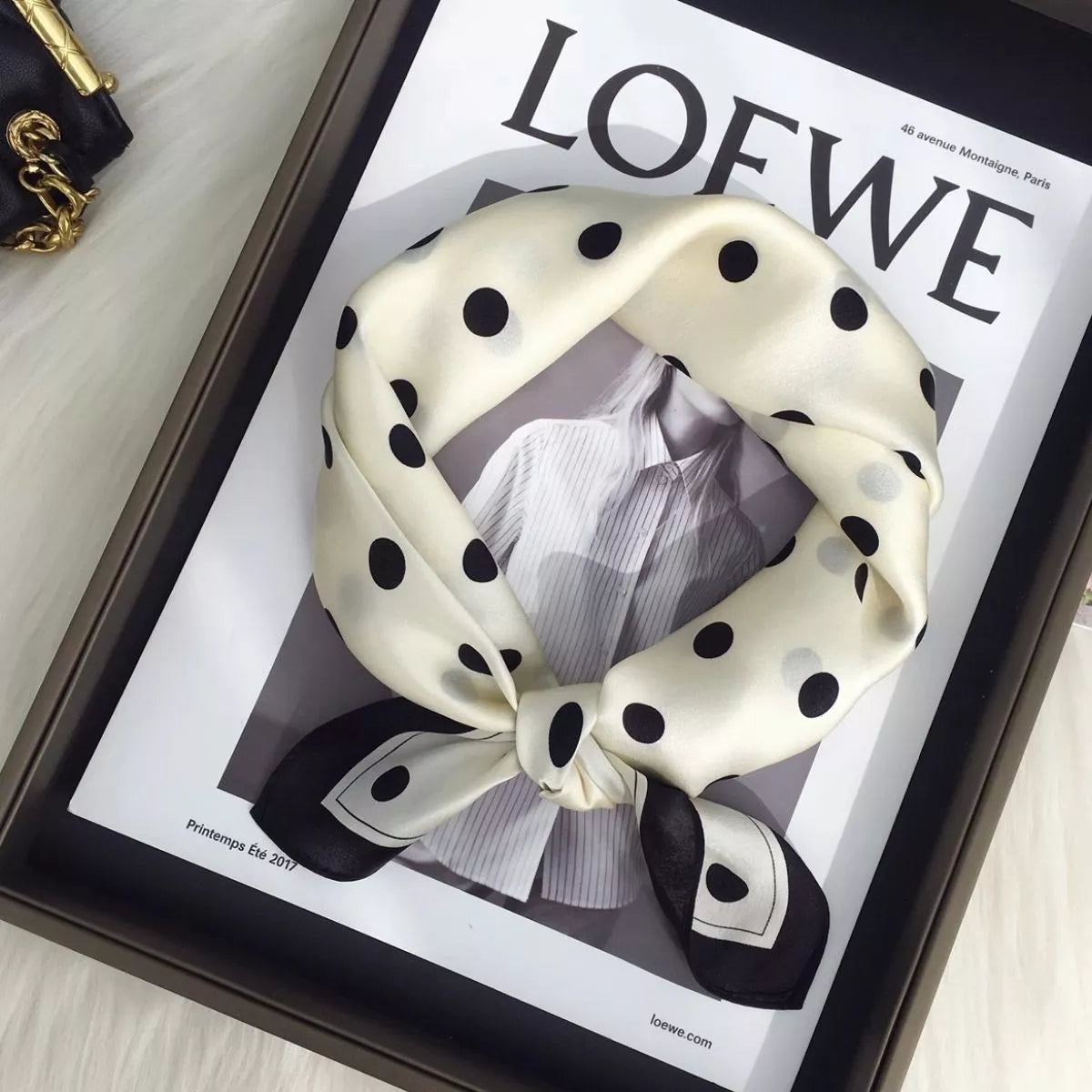 Elegant Polka Dot Silk Scarf