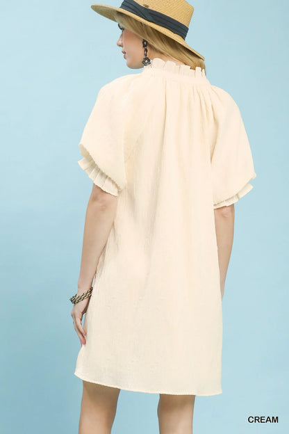 Umgee Linen Blend Ruffle Dress