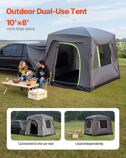 SUV Tent For Camping, 10FT L X 8FT W, Waterproof PU2000mm Spacious Double Layer Design For 5-8 Person, SUV Camping Tent With Mesh Windows, Includes Rainfly & Storage Bag, For Outdoor Activities
