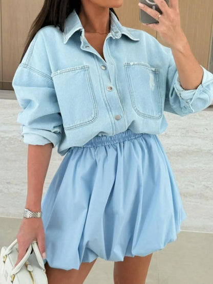 Elastic Waist Bubble Skirt