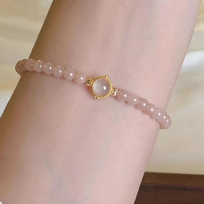 18K Gold-Plated Moonstone Bead Bracelet