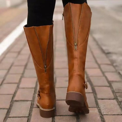 Round Toe Block Heels Boots