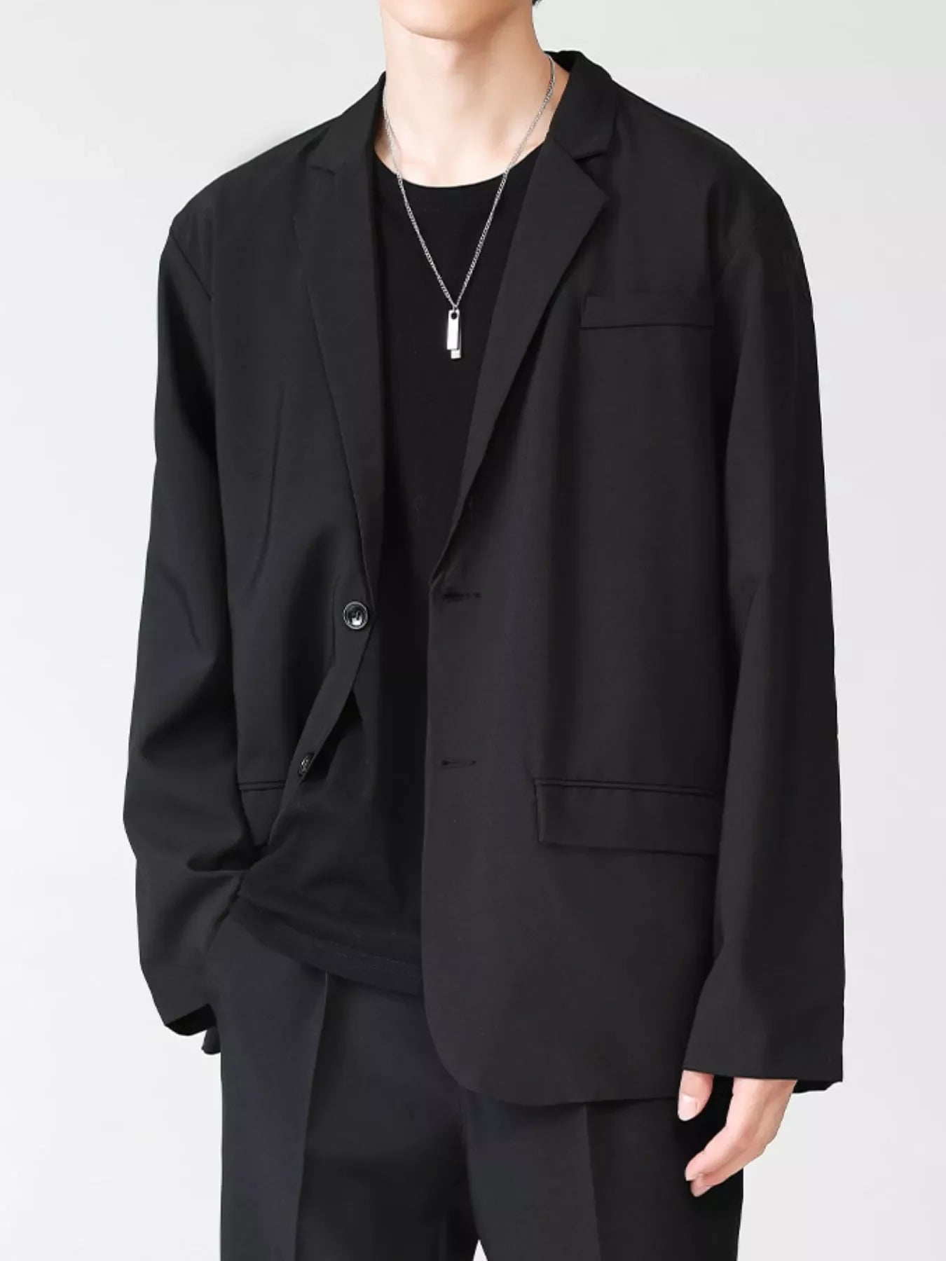 Men's Full Size Lapel Collar Button Up Blazer Plus Size