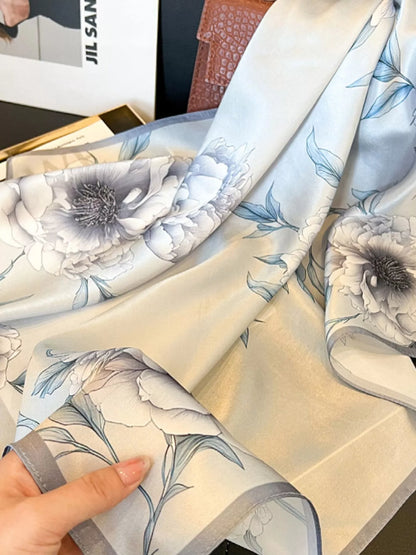 Floral Print Silk Square Scarf