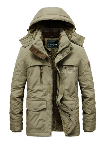 Men's Plus Size Zip Up Hooded Parka Coat
