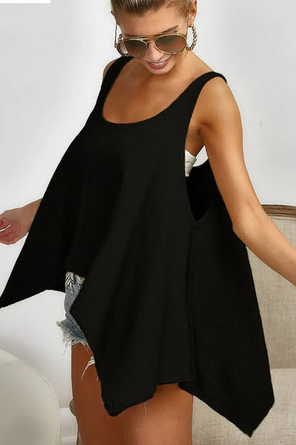 BiBi High and Low Flare Knit Tank Top