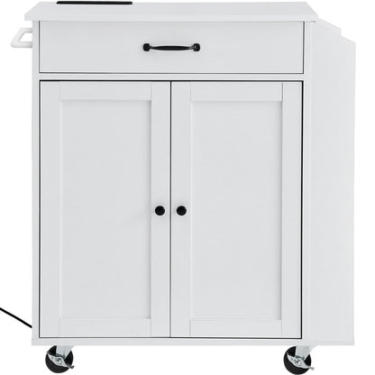VEVOR Kitchen Island Cart Rolling Storage Cabinet On Wheel With Charging Station