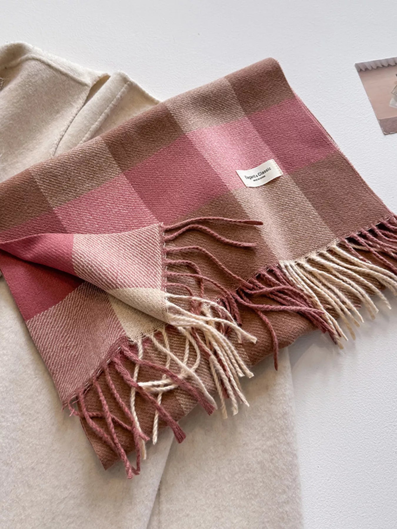 Plaid Fringe Scarf