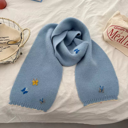 Butterfly Embroidered Knitted Scarf
