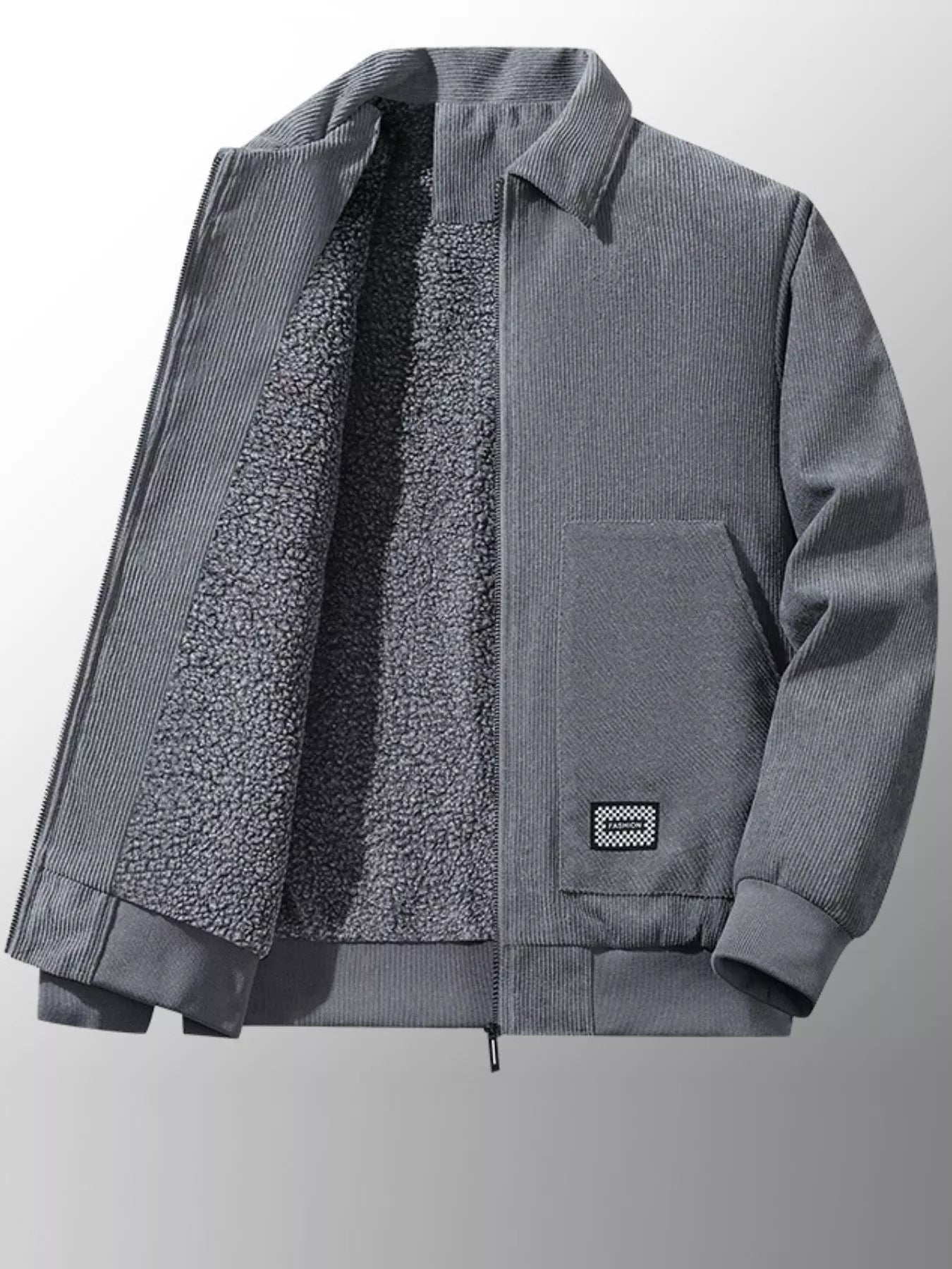 Men's Plus Size Corduroy Sherpa Lined Winter Jacket