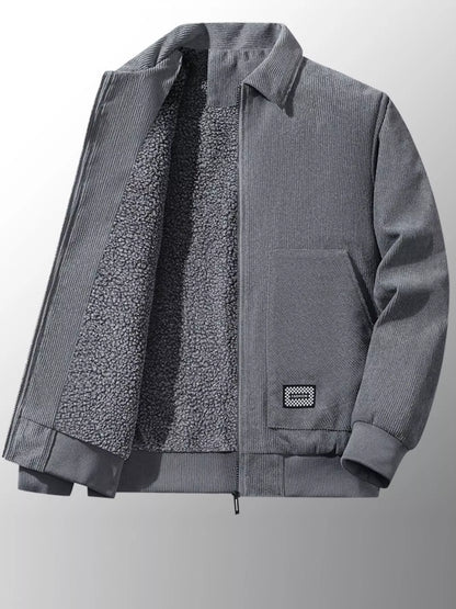 Men's Plus Size Corduroy Sherpa Lined Winter Jacket