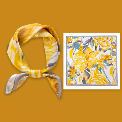 Floral Print Silk Square Scarf