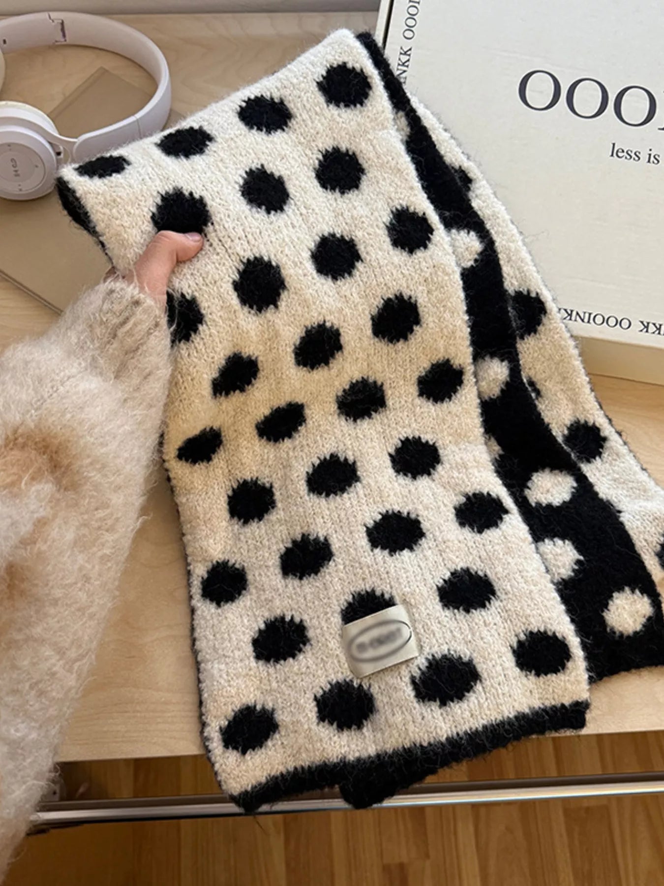 Polka Dot Knitted Scarf