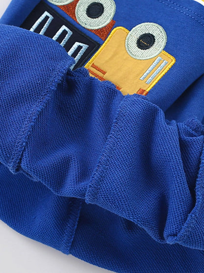 Children's Excavator & Truck Embroidered Two-Piece Set