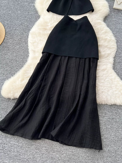 Button Up Sleeveless Top and Skirt Set