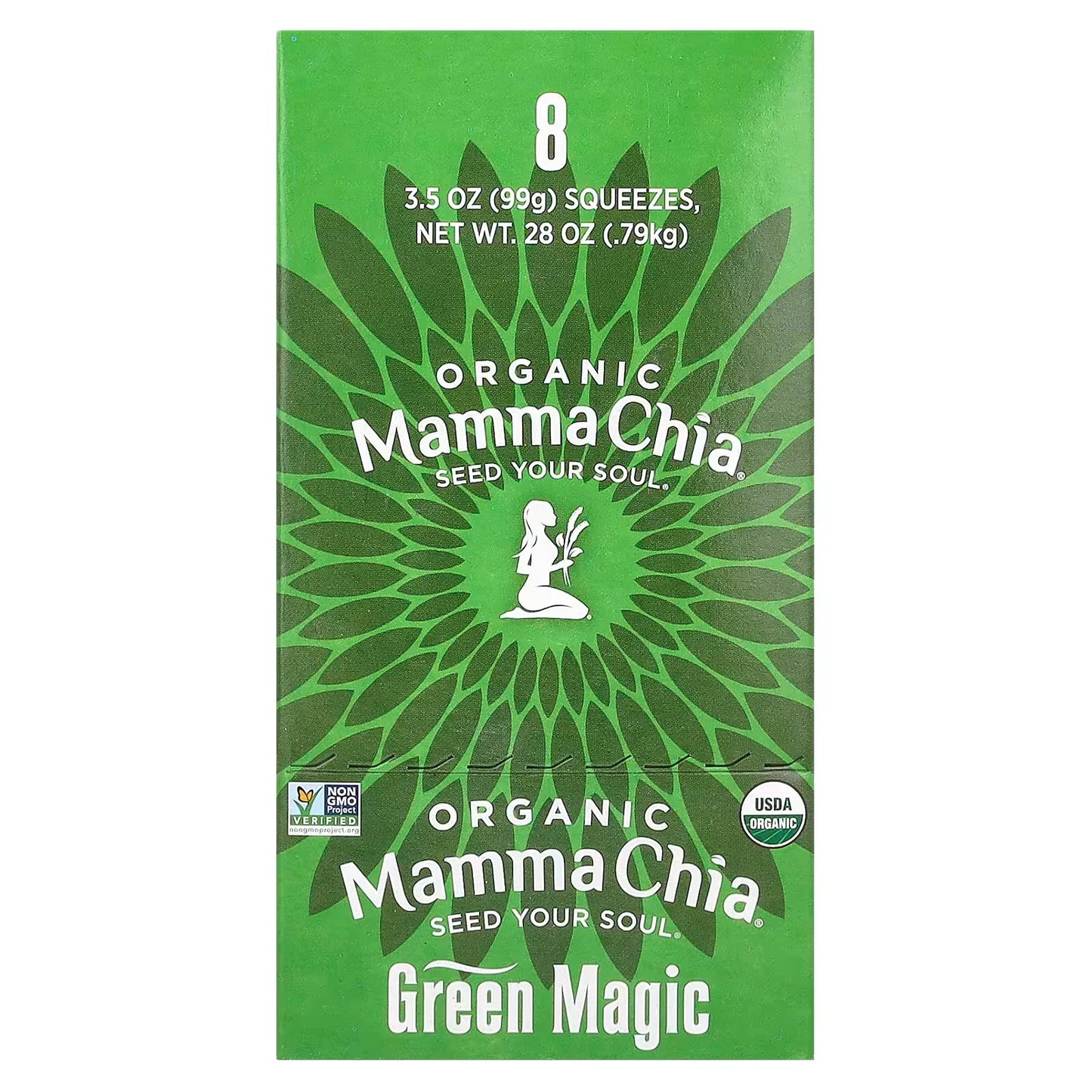 Mamma Chia Squeeze Vitality Snack - Green Magic - 16 Pack - 3.5 Oz.