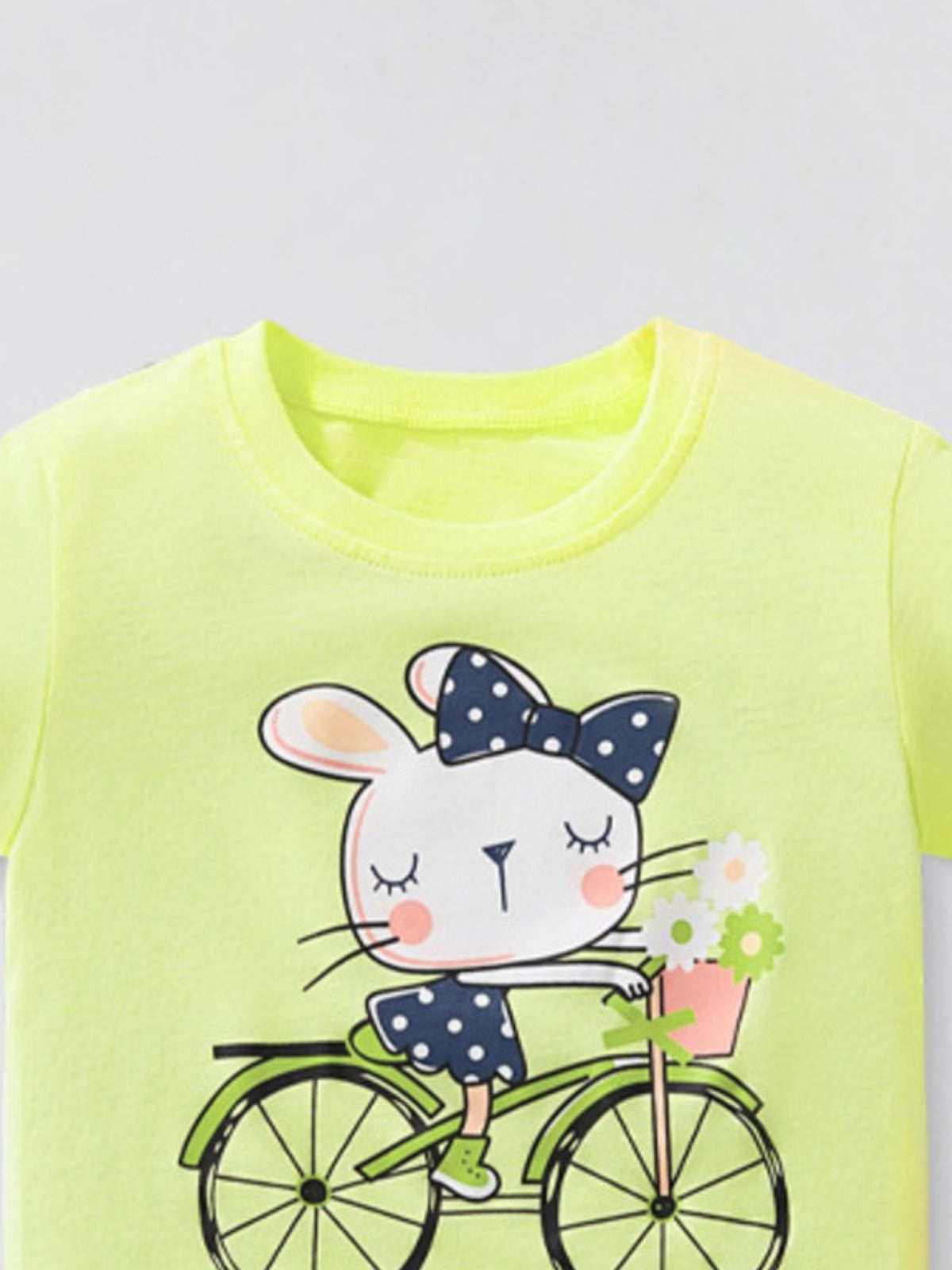 Children's Rabbit Bicycle Graphic Short Sleeve T-Shirt