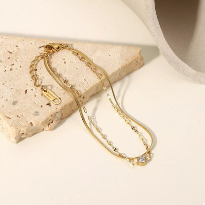 18K Gold-Plated Zircon Double Layered Bracelet