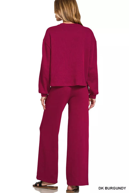 Zenana French Rib Pullover and Pants Set