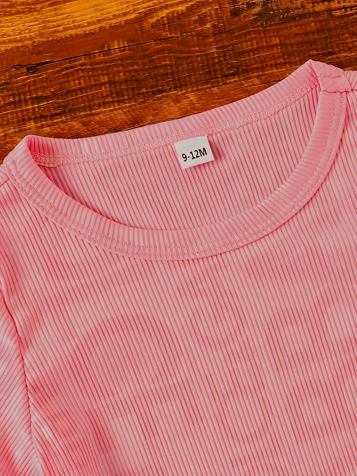 Children's Casual Ribbed Knit Tee and Shorts Two-Piece Set