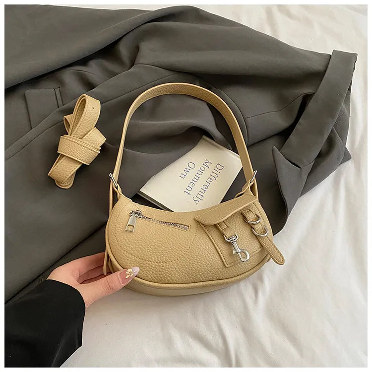 Textured Leather Shoulder Bag