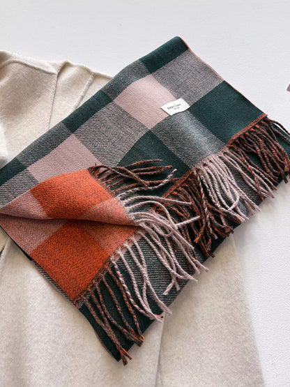 Plaid Fringe Scarf