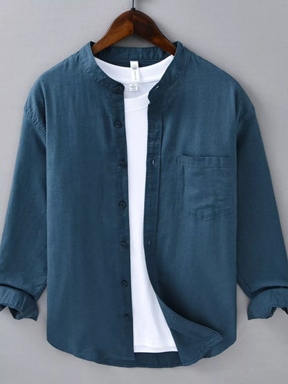 Men's Plus Size Casual Button Up Long Sleeve Shirt