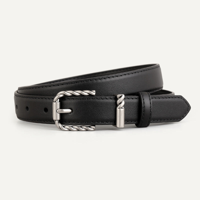Leather Belt with Twisted Buckle