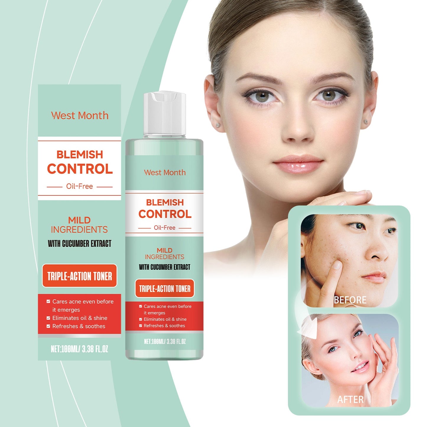 West&Month Facial Toner With Mild Ingredients To Lighten Acne, Nourish And Repair Facial Skin