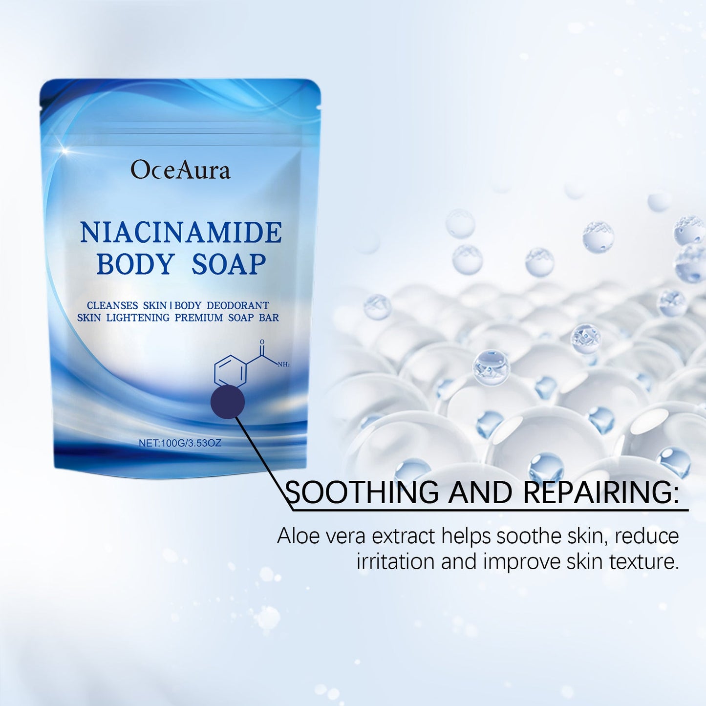 OceAura Niacinamide Soap Gently Cleans And Moisturizes Skin, Brightening, Silky, And Refreshing Body Soap