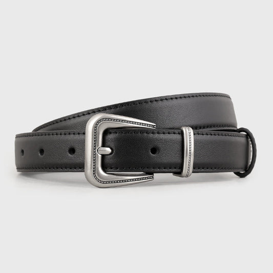 Leather Belt with Silver Buckle