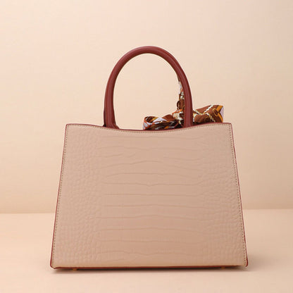 Crocodile Embossed Top Handle Handbag