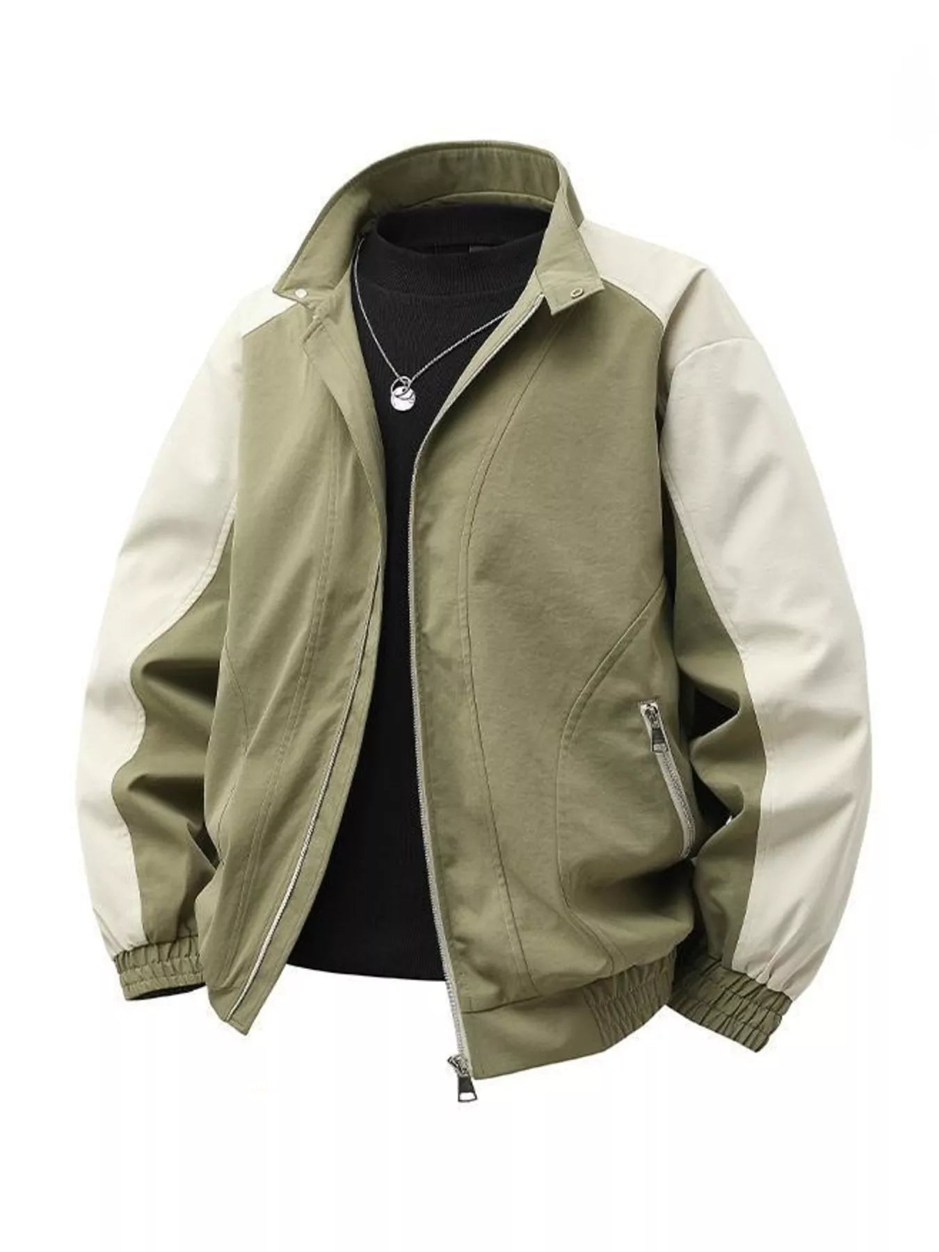 Men's Plus Size Color Block Casual Bomber Jacket