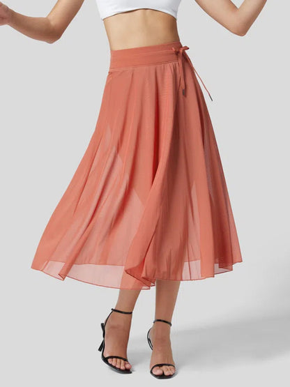 Slit Flowy Skirt with Shorts Liner