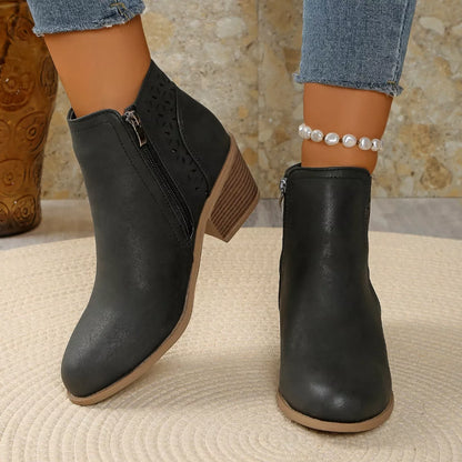 Point Toe Block Heels Boots