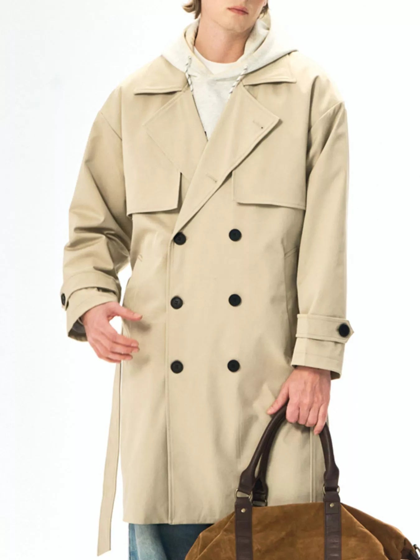 Men's Full Size Double-Breasted Trench Coat Plus Size