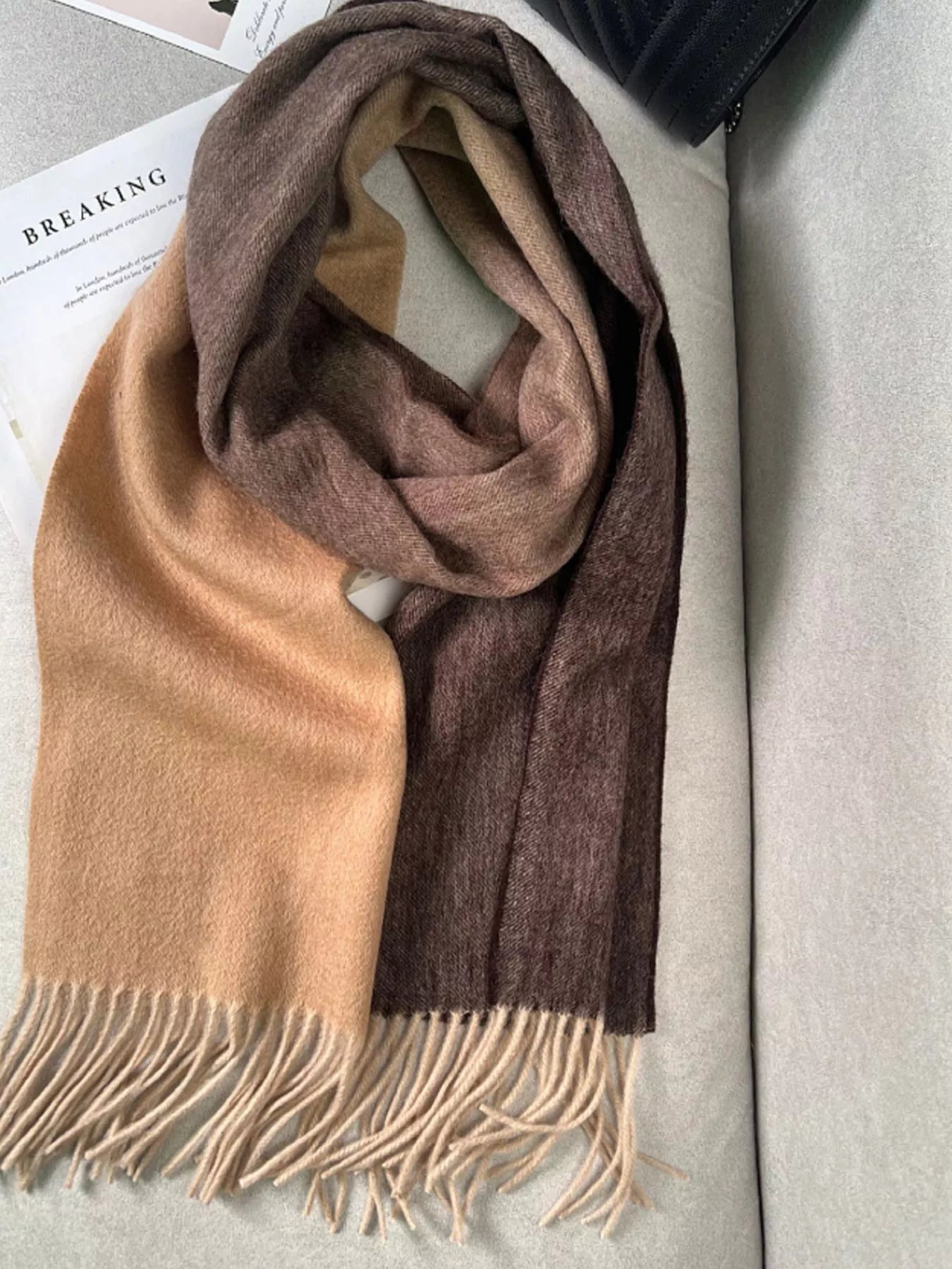 Color Block Fringe Scarf