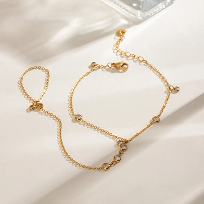 18K Gold-Plated Inlaid Rhinestone Chain Bracelet