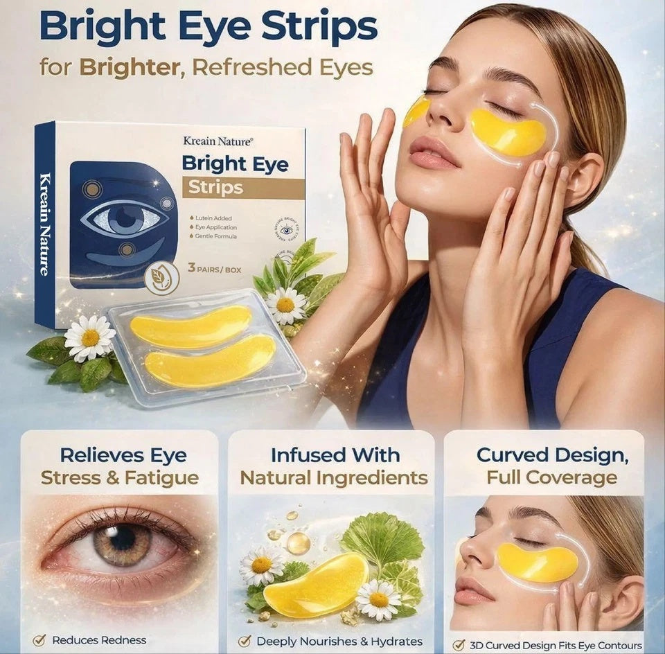 Kreain Nature Brightening Vegan Eye Strips With Lutein - 3 Pairs, Moisturizing For Tired, Puffy, Dry Eyes & Dark Circles, TikTok-Loved, Gift-Worthy Special Deal Summervibes