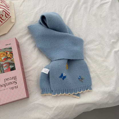 Butterfly Embroidered Knitted Scarf