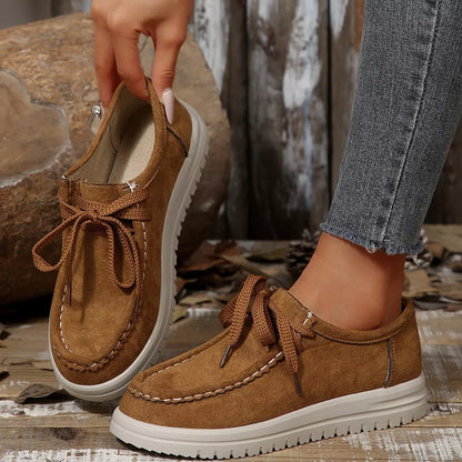 Lace-Up Round Toe Loafers