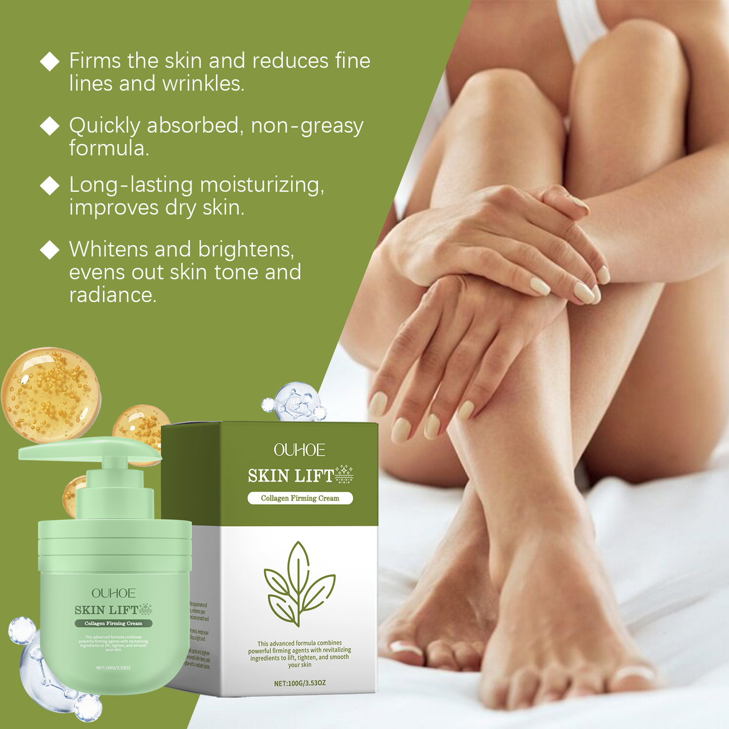 OUHOE Collagen Firming Cream, Gentle Moisturizing Moisturizing Body Moisturizer For Delicate Skin With Fine Lines