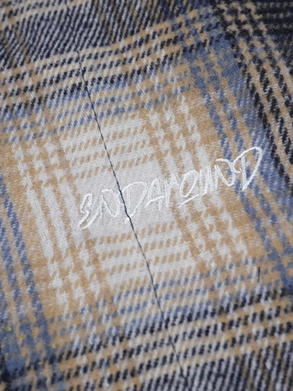 Men's Plaid Button Up Long Sleeve Jacket
