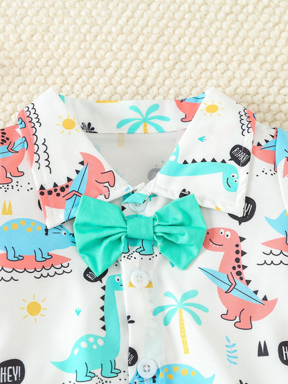 Children's Dinosaur Print Bodysuit & Suspender Shorts Set