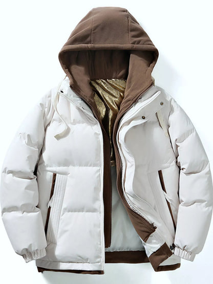 Men's Full Size Two-Tone Hooded Puffer Jacket Plus Size
