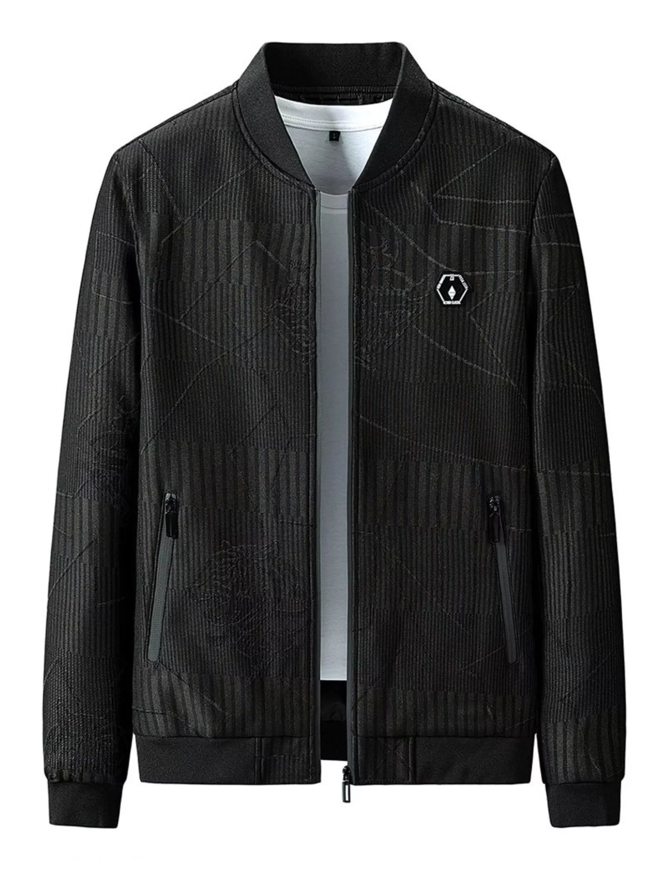 Men's Plus Size Zip Up Textured Jacket