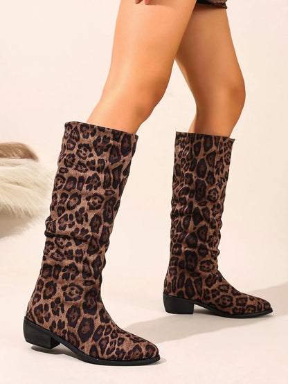 Point Toe Block Heels Boots