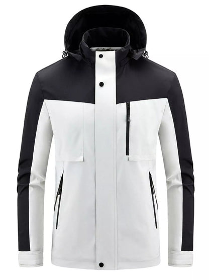 Men's Plus Size Two-Tone Hooded Outdoor Jacket