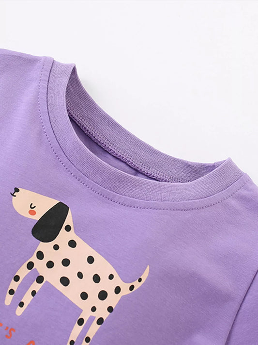 Children's Dog Round Neck Casual Dress